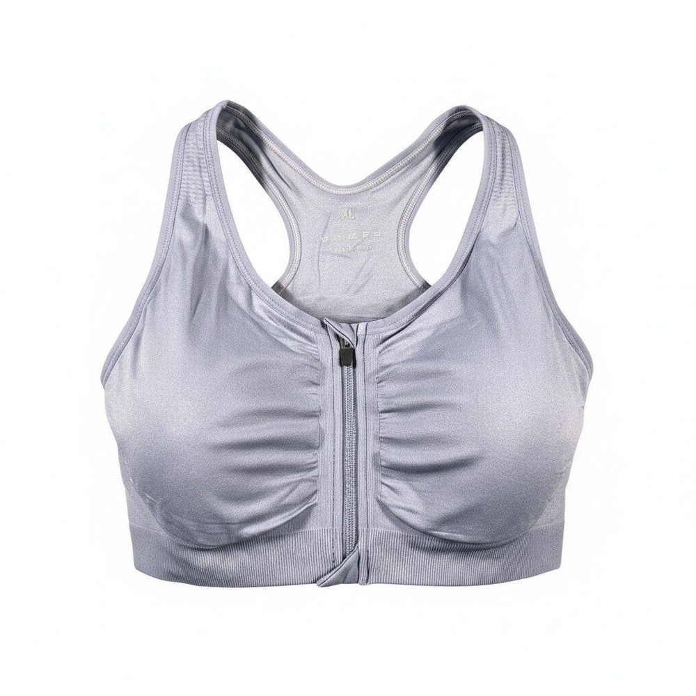 WANAYOU Women's Zip Front Sports Bra XL Post-Surgery Bra, Yoga Sports Bra (Blue)